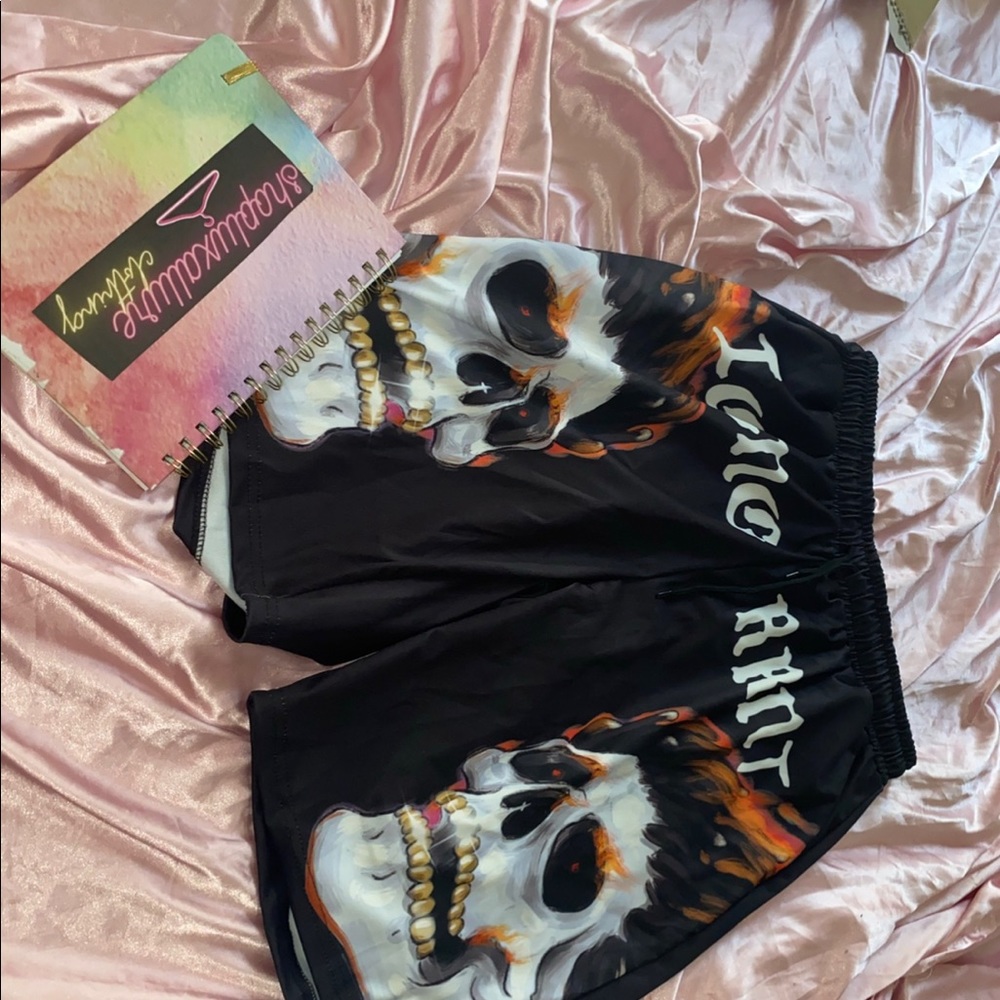 skull graphic shorts